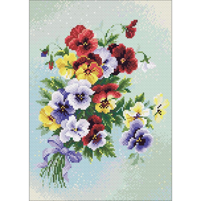 RIOLIS Diamond Mosaic Embroidery Kit 10.75"X15"-Pansy Medley