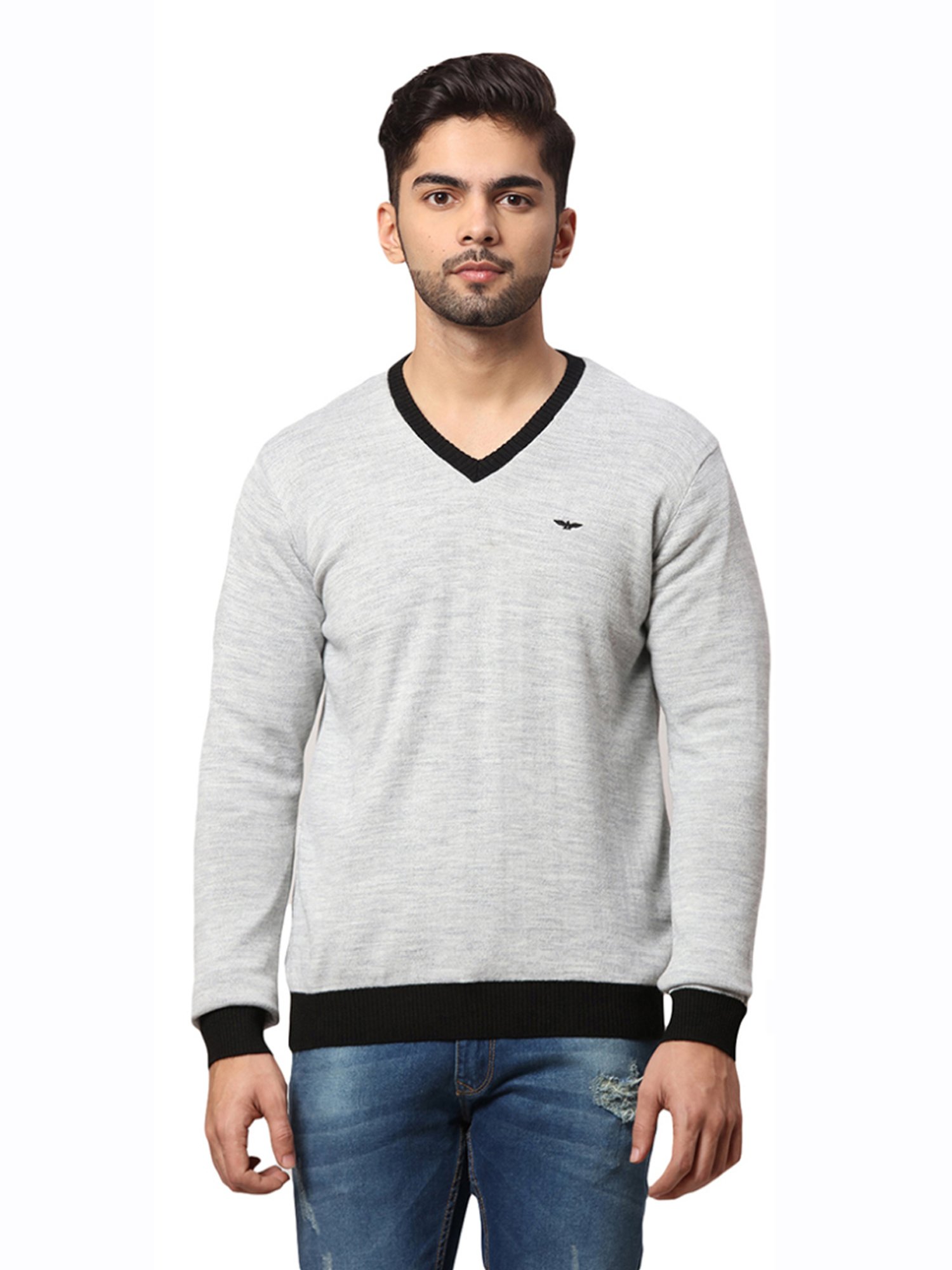 Park Avenue Black Regular Fit Reversible Sweater