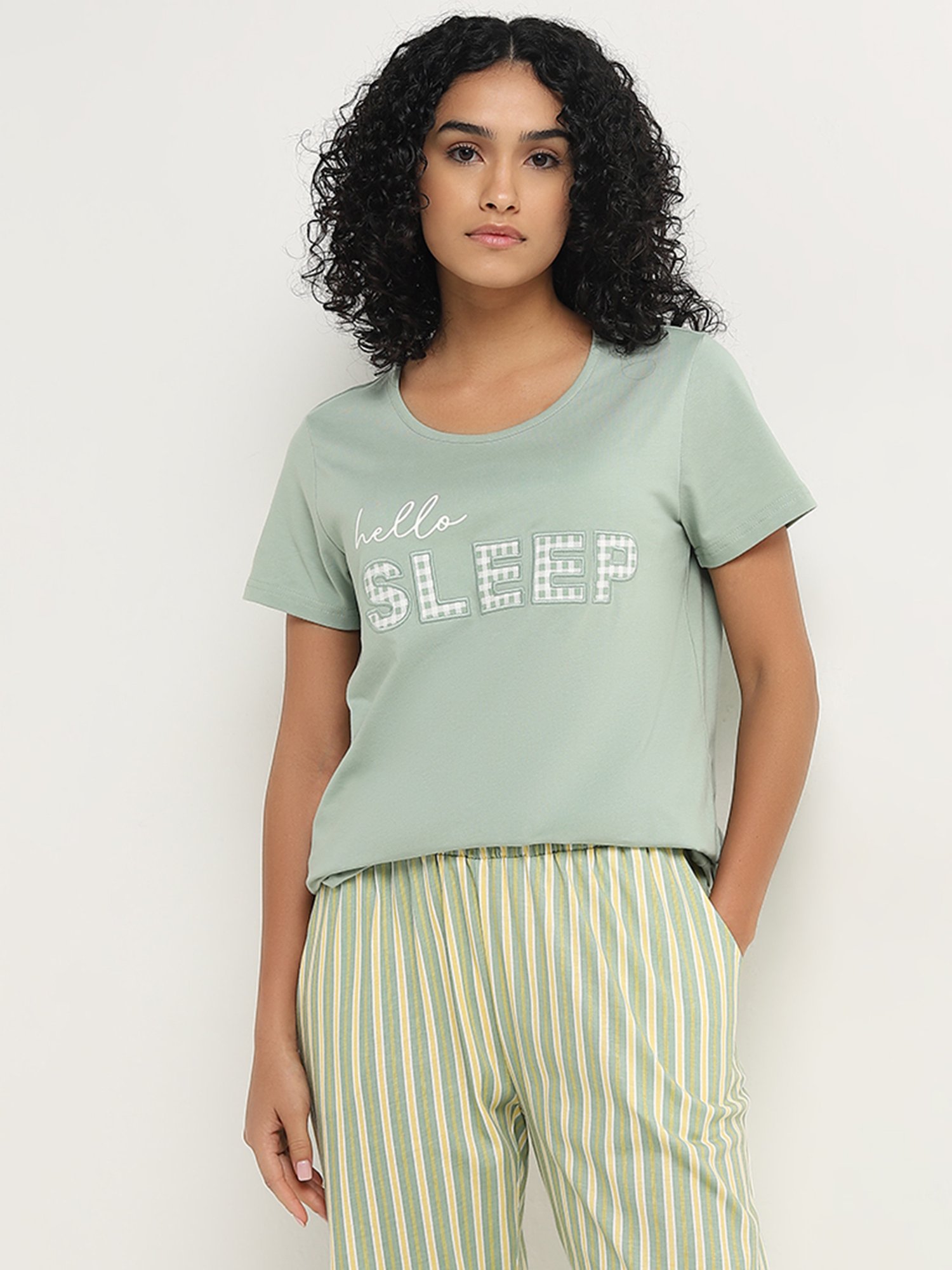 Wunderlove by Westside Sage Text Embroidered Cotton T-Shirt