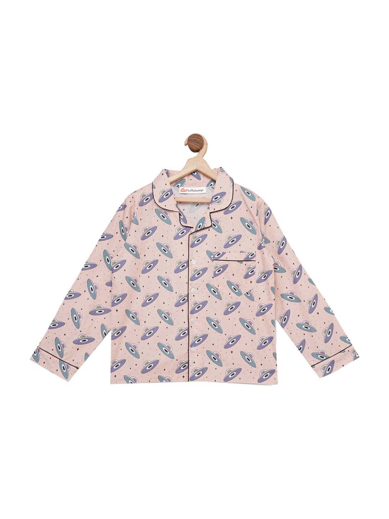 Fluffalump Boys Multicolor Cotton Printed Nightwear Top & Pants Set