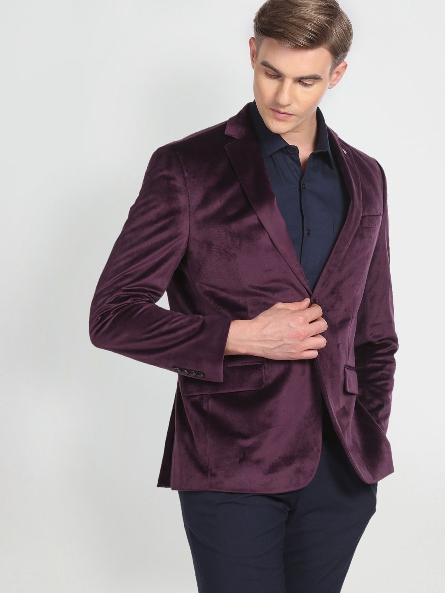 Arrow Maroon Regular Fit Blazer