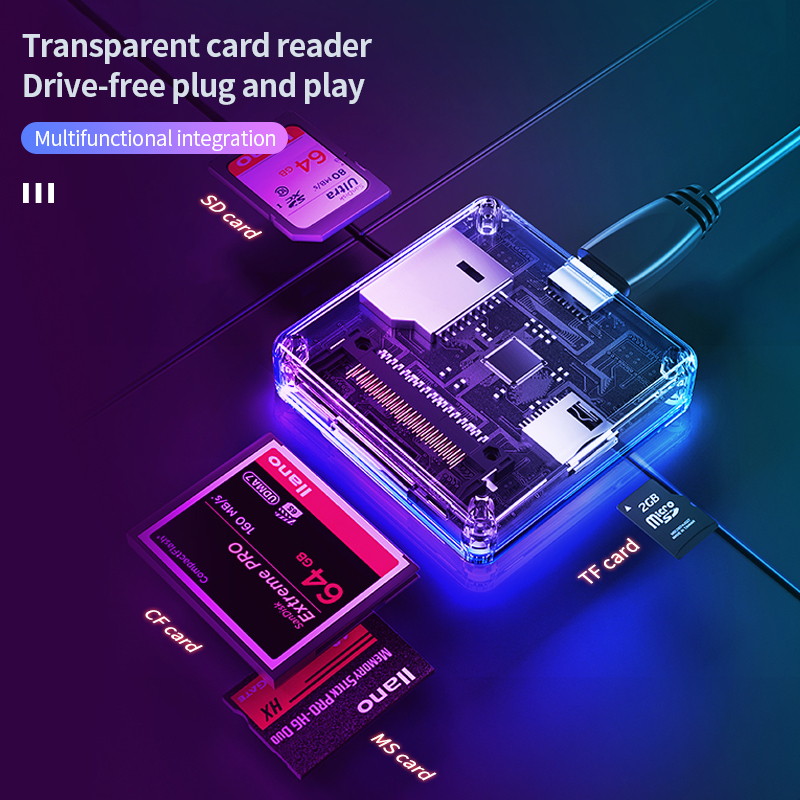 4-in-1 Multi USB 3.0 smart card reader flash multi-memory card reader for USB3.0/SD/TF/MS/CF card reading micor SD flash card