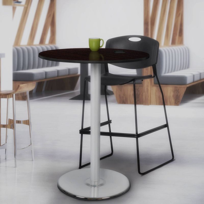 36" Via Cafe High Round Platter Base Bar Height Table Espresso/Chrome - Regency