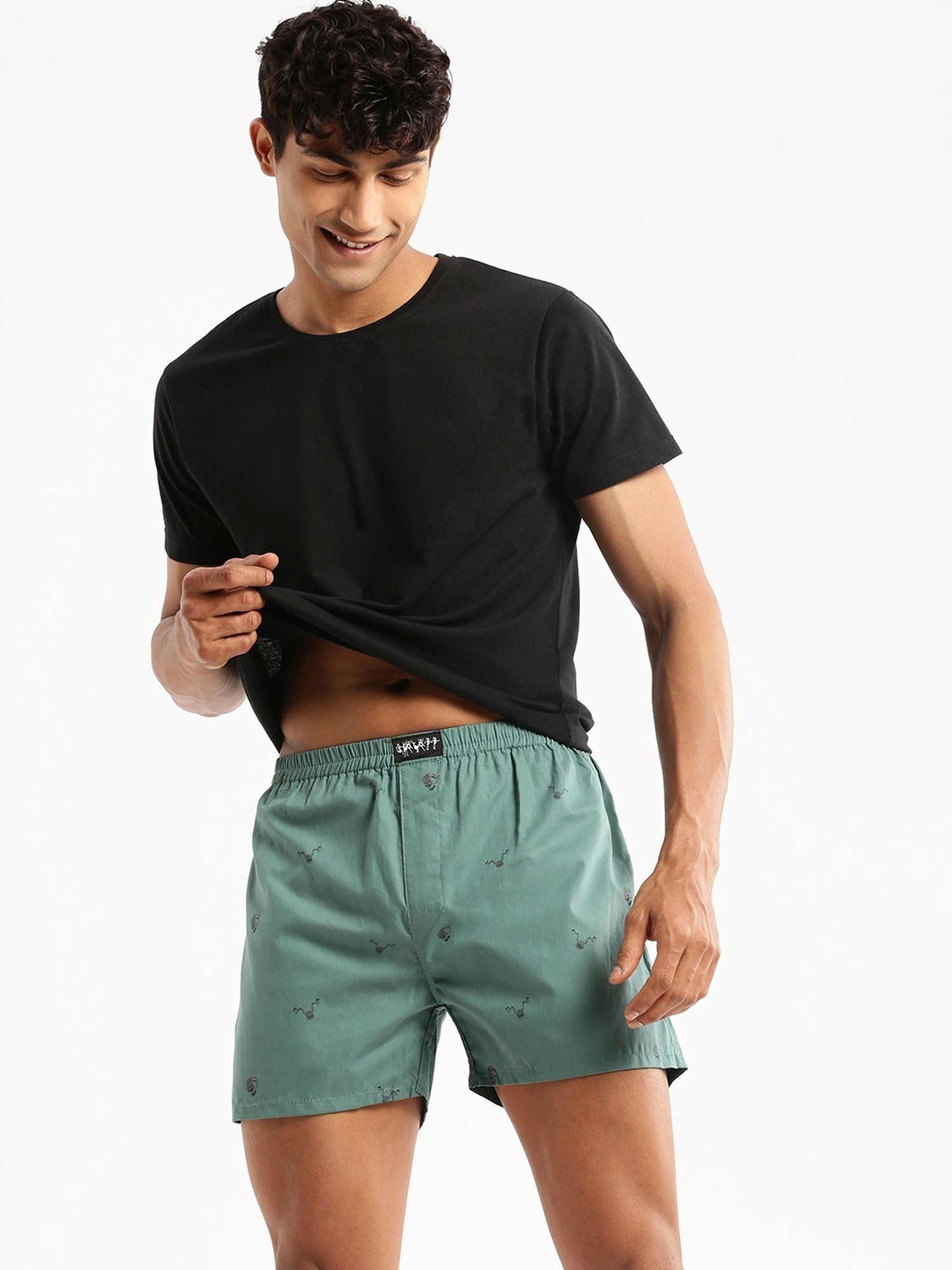 SHOWOFF Green Slim Fit Printed Boxers