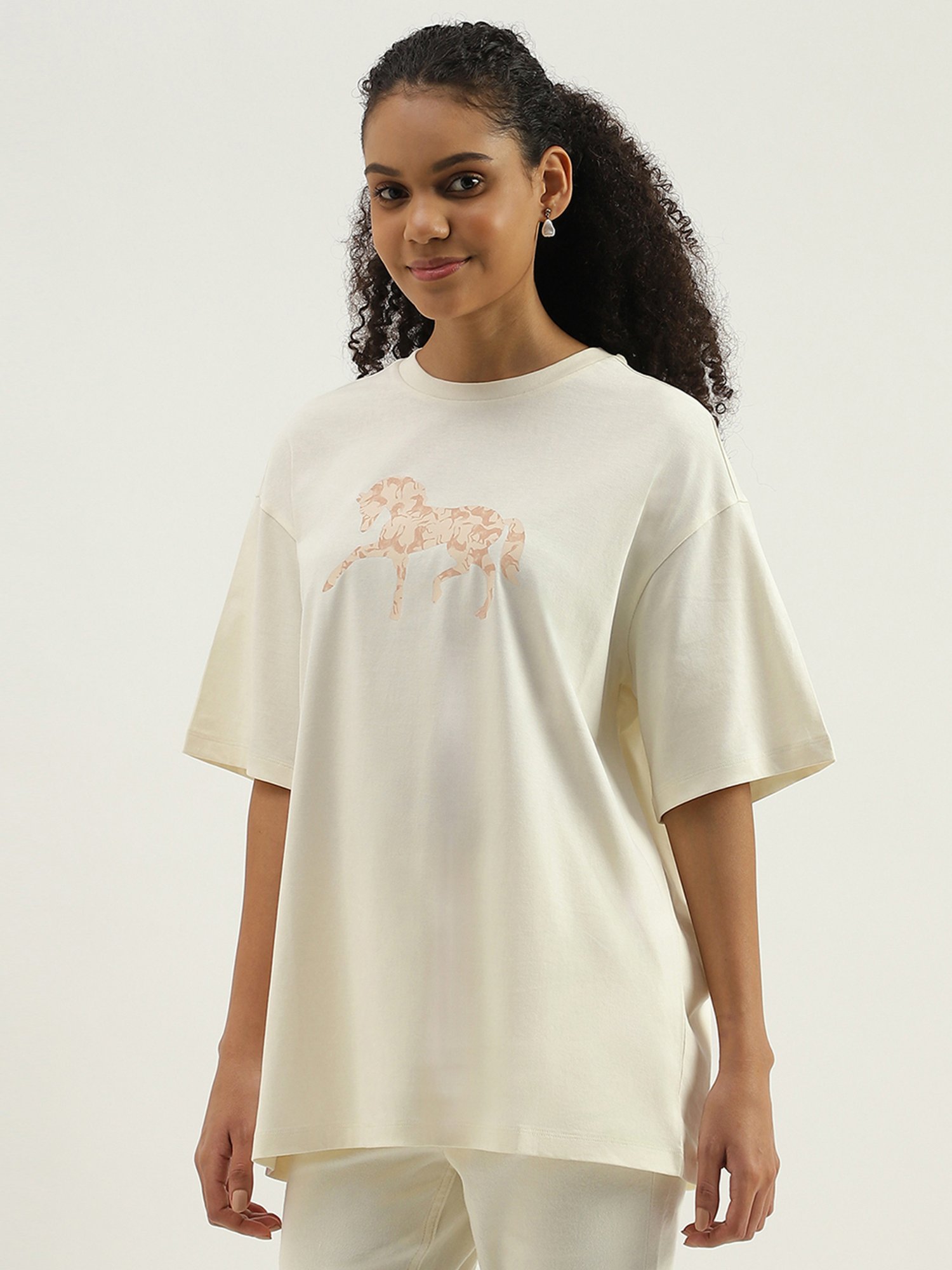 United Colors of Benetton White Cotton Printed T-Shirt