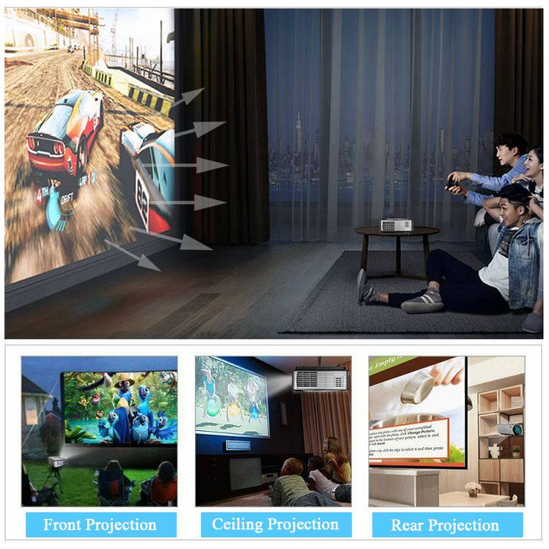 1080P WIFI Projector, 5000 Lumens Android Projector with Bluetooth, Smart Home Theatre Projector 4K Supported, with 300&rdquo; Display, HDMI, VGA, USB for Home Office Outdoor School Camping