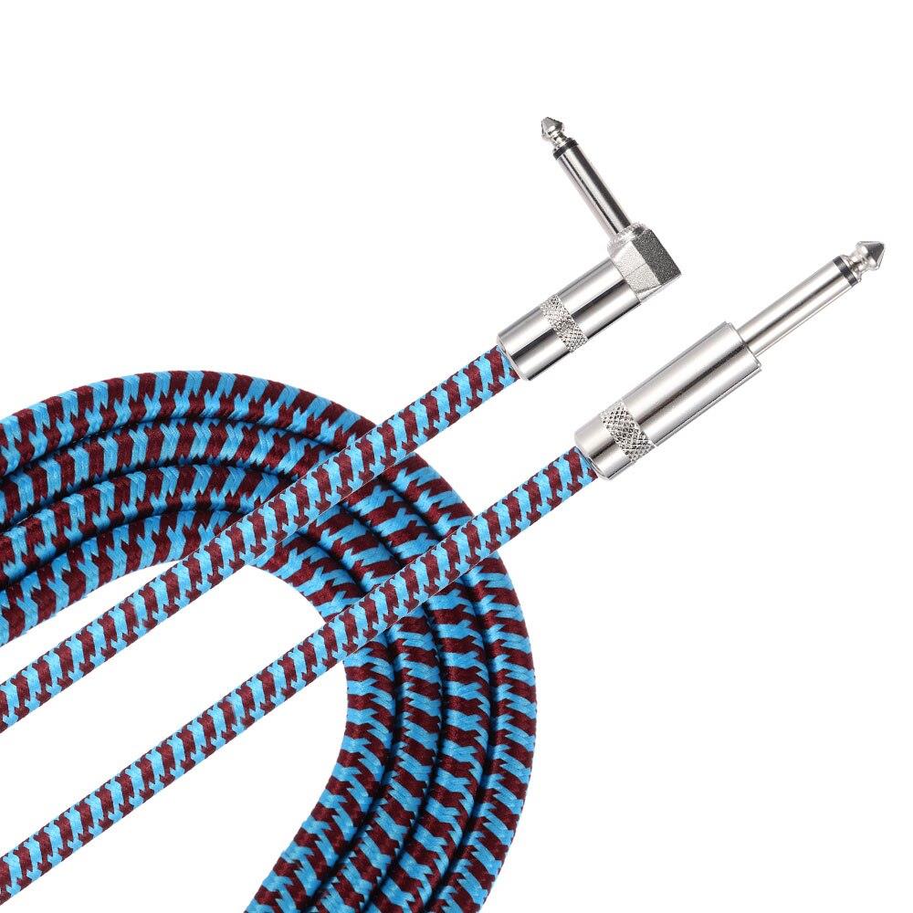 3M / 10 Feet Instrument Guitar Cable Straight to Right Angle 1/4-Inch 6.35mm Plug with Blue Tweed Woven Jacket
