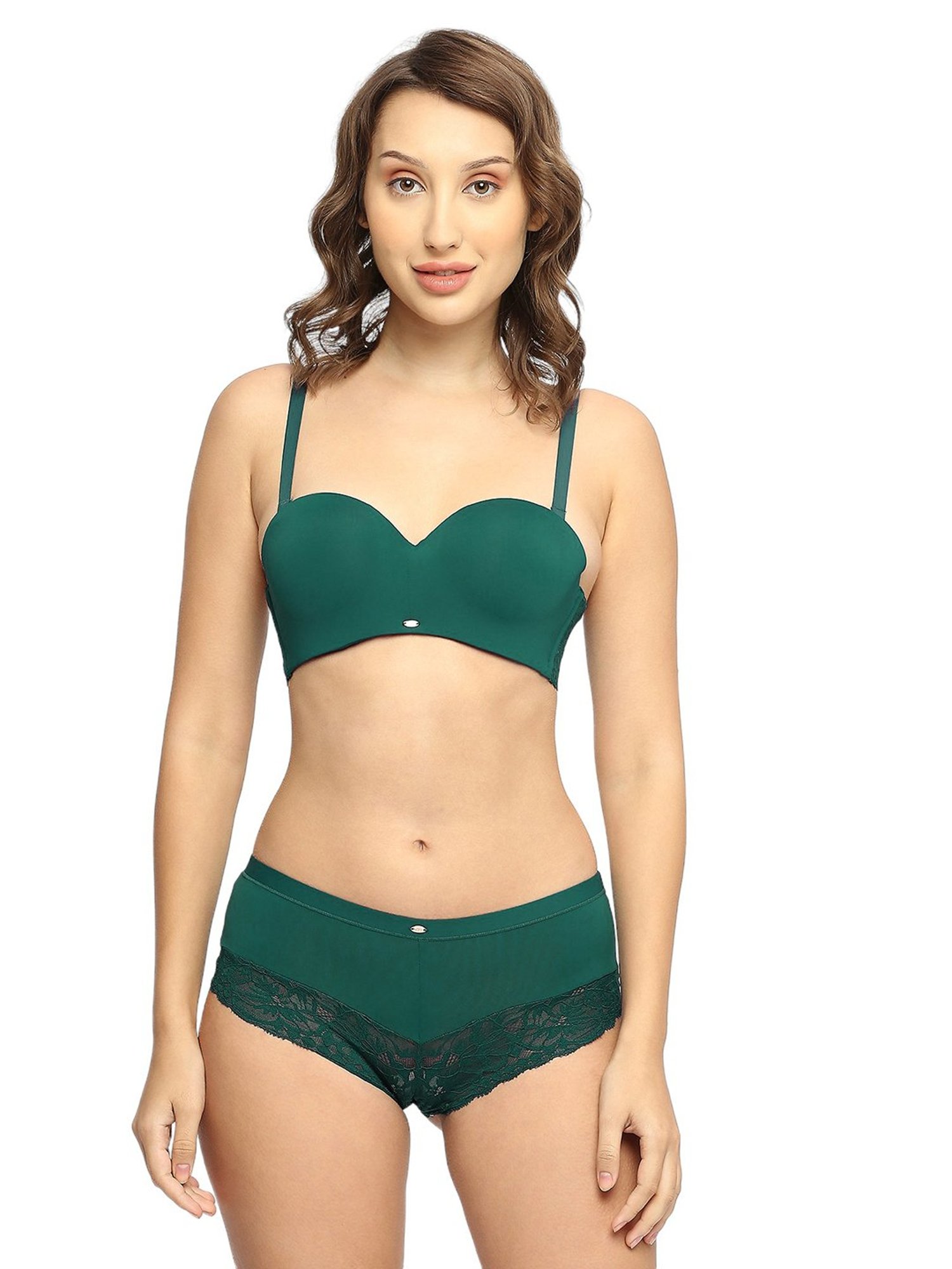 Soie Green Under-Wired Padded Bra & Panty Set