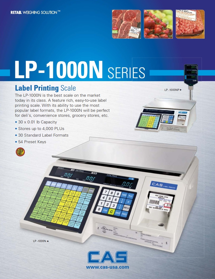 CAS LP-1000N Scale & FREE-USB Label Software.