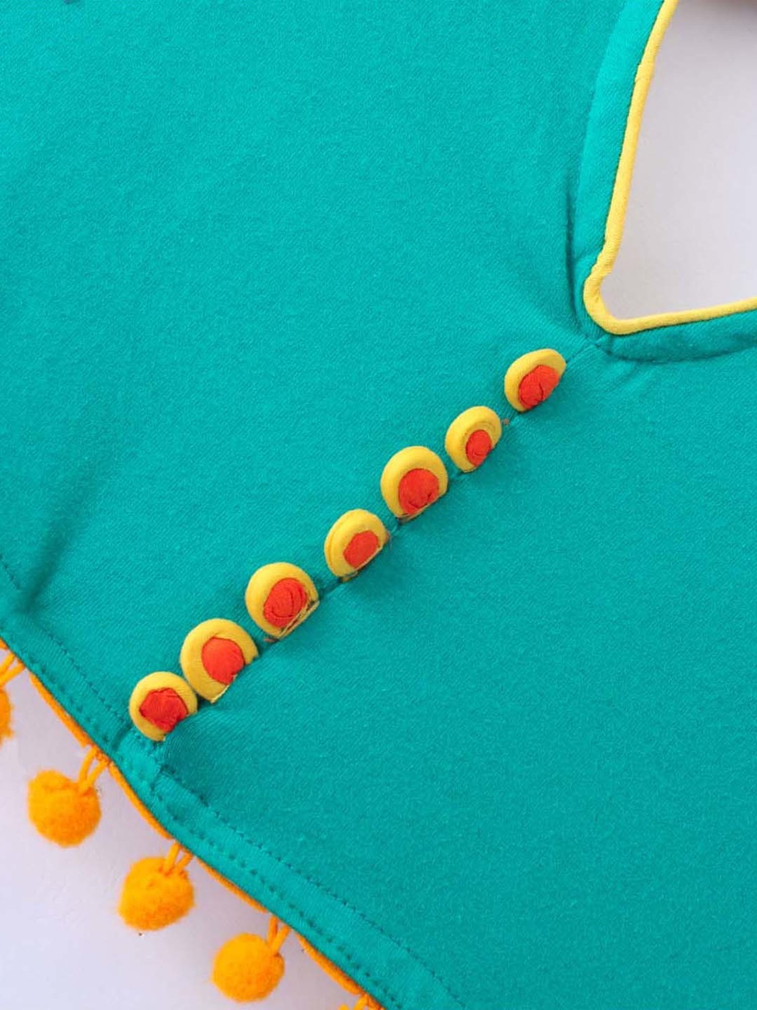 TWISHA Kids Sea Green & Yellow Self Pattern Top Set