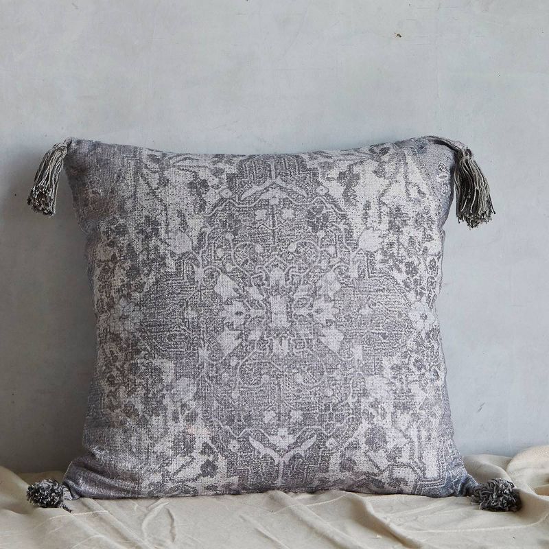 20"x20" Square Throw Pillow with Tassels Blue - Patina Vie