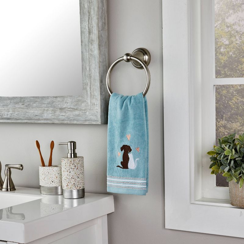 2pk Cat and Pup Hand Towel Set Blue - SKL Home