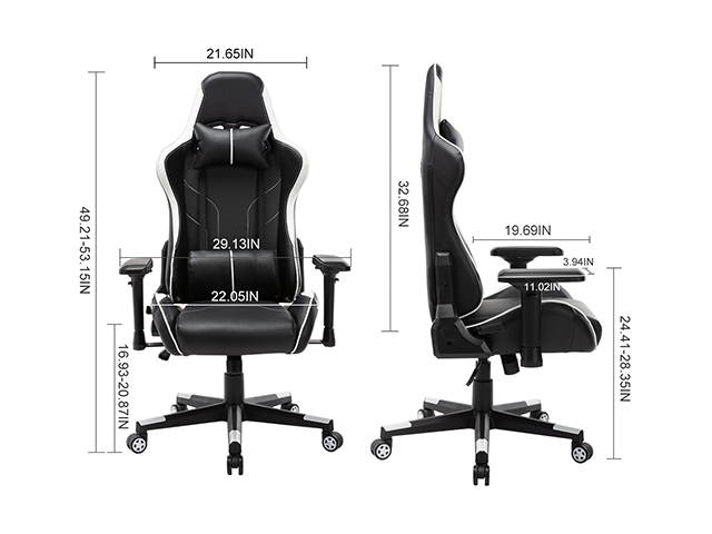 Massage Racing Chair Gaming Chair - Computer Office Adjustable Lumbar Cushion Headrest Swivel Rocking Function Desk Chair 5 Colors,Purple,GC34