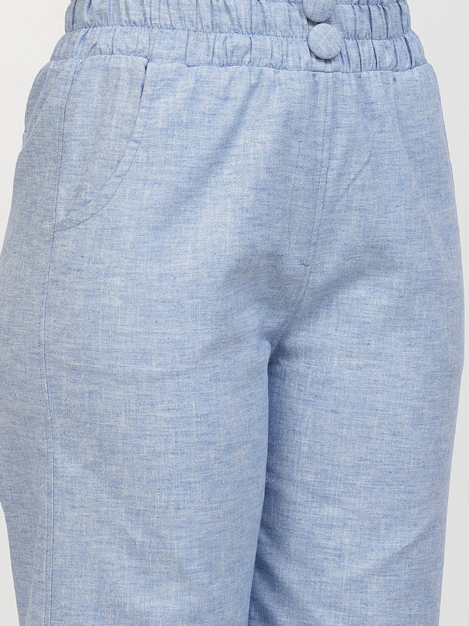 Westwood Blue Relaxed Fit Mid Rise Crop Pants