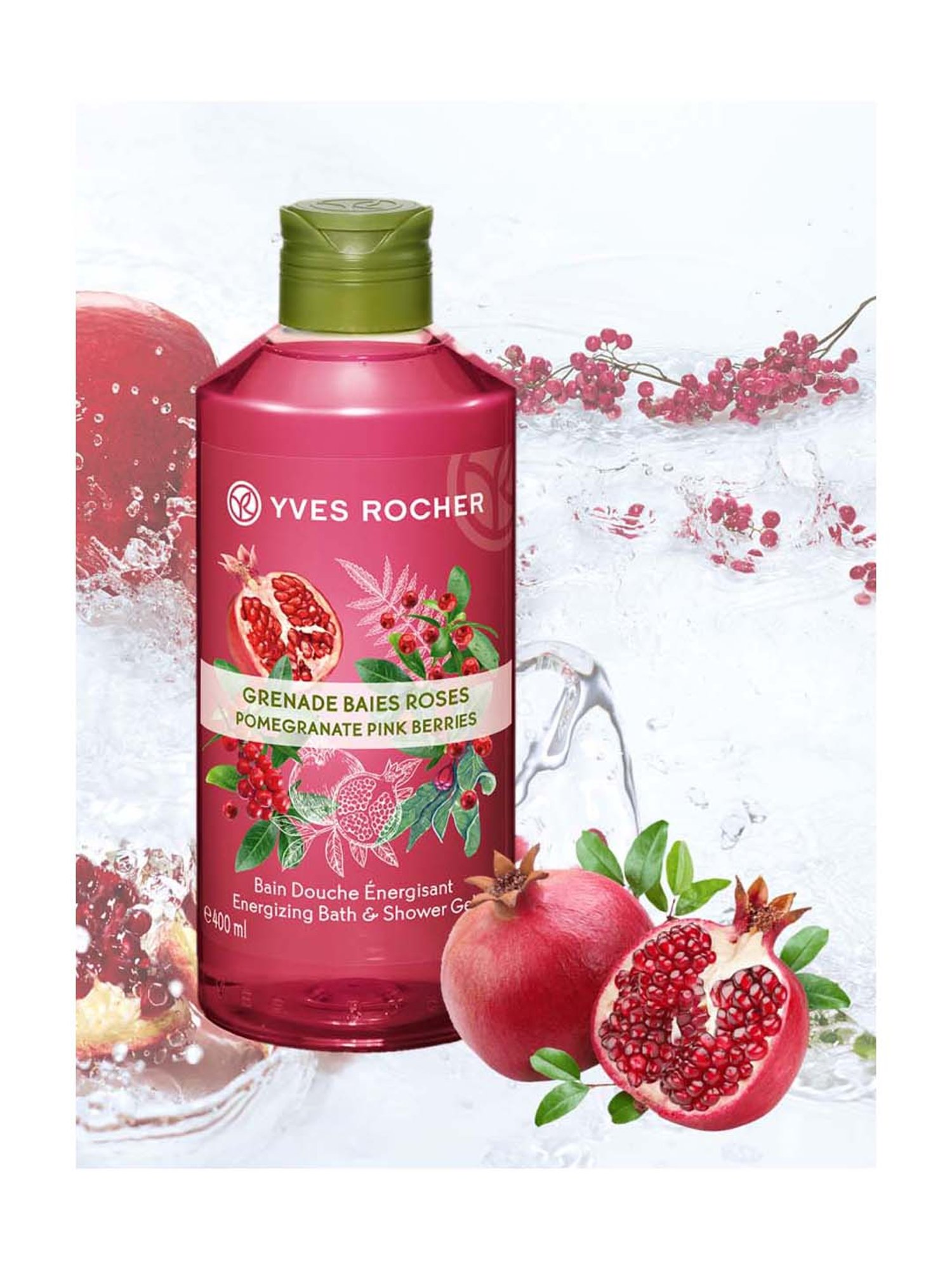 YVES ROCHER Pomegranate Pink Berries Energizing Bath & Shower Gel - 400 ml