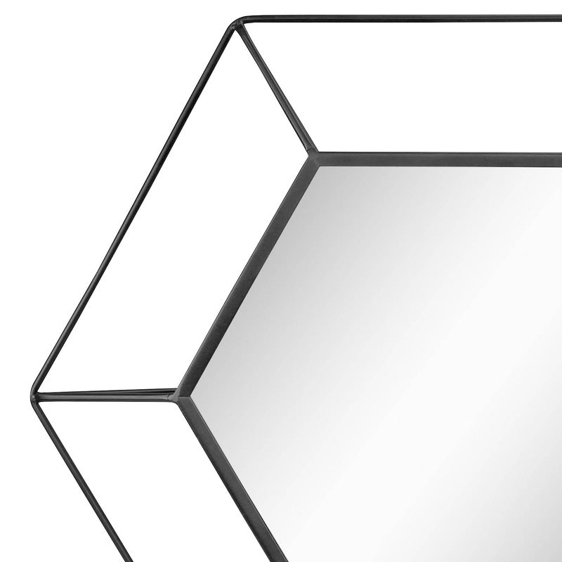 23.7" x 20.7" Metal Hexagon Decorative Wall Mirror Black - Stonebriar Collection