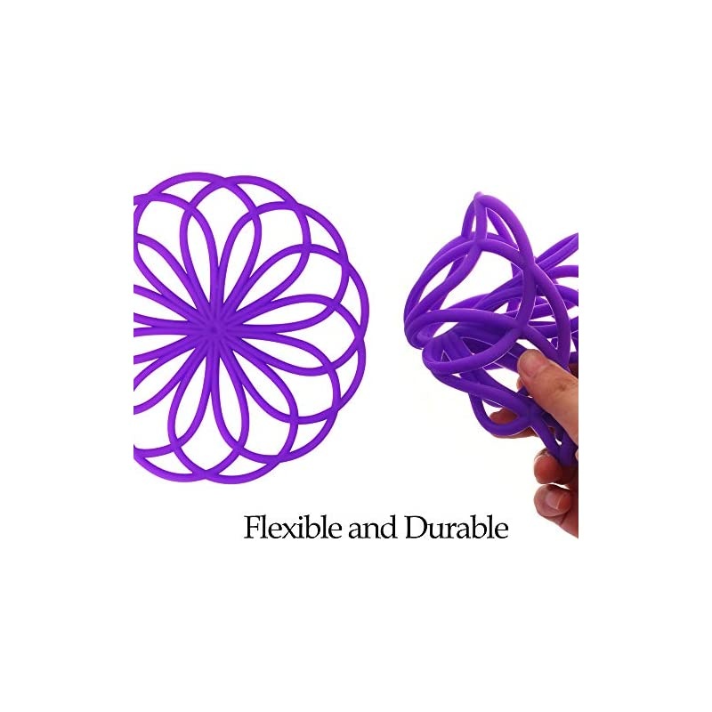 3 Set Silicone Multi-Use Flower Trivet Mat - Premium Quality Insulated Flexible Durable Non Slip Coasters Hot Pads Deep Purple