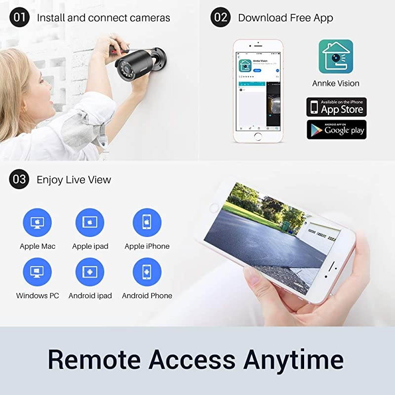 5MP Lite Security Camera System Outdoor 8 Channel H.265+ DVR and 8X1920TVL IP66 Weatherproof Home CCTV Cameras, Smart Playback, Instant Email Alert with Images, 1TB Hard Drive - E200