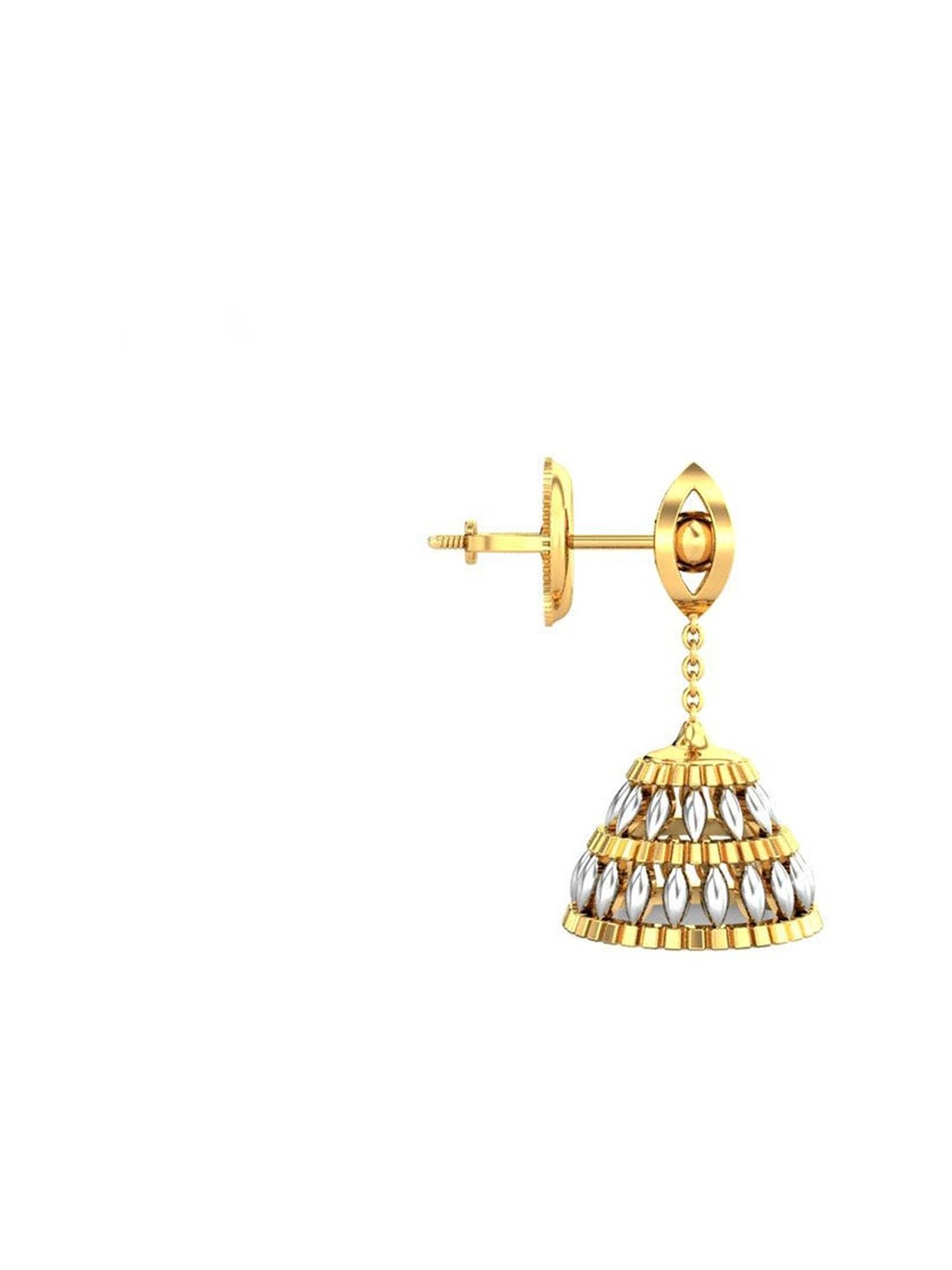 Candere by Kalyan Jewellers Peacock Collection 18k Yellow Gold Jhumki Earrings for Women