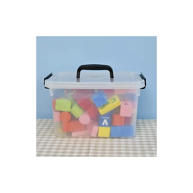 5 Liter Clear Storage Box Containers, 4-Pack Plastic Latching Box with Lid