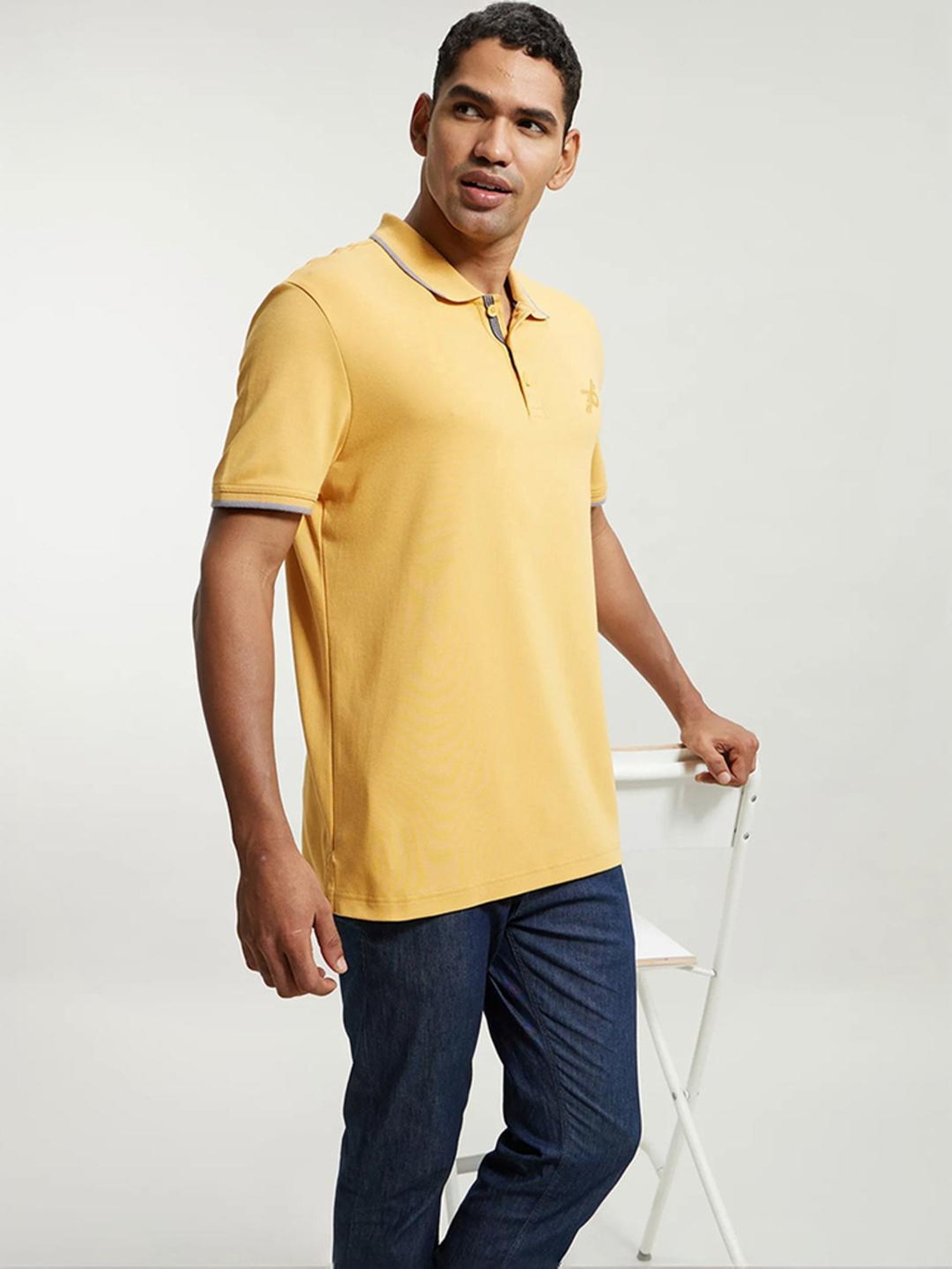 Jockey 3911 Burnt Gold Super Combed Cotton Rich Half Sleeves Polo T-Shirt (Logo Design May Vary)