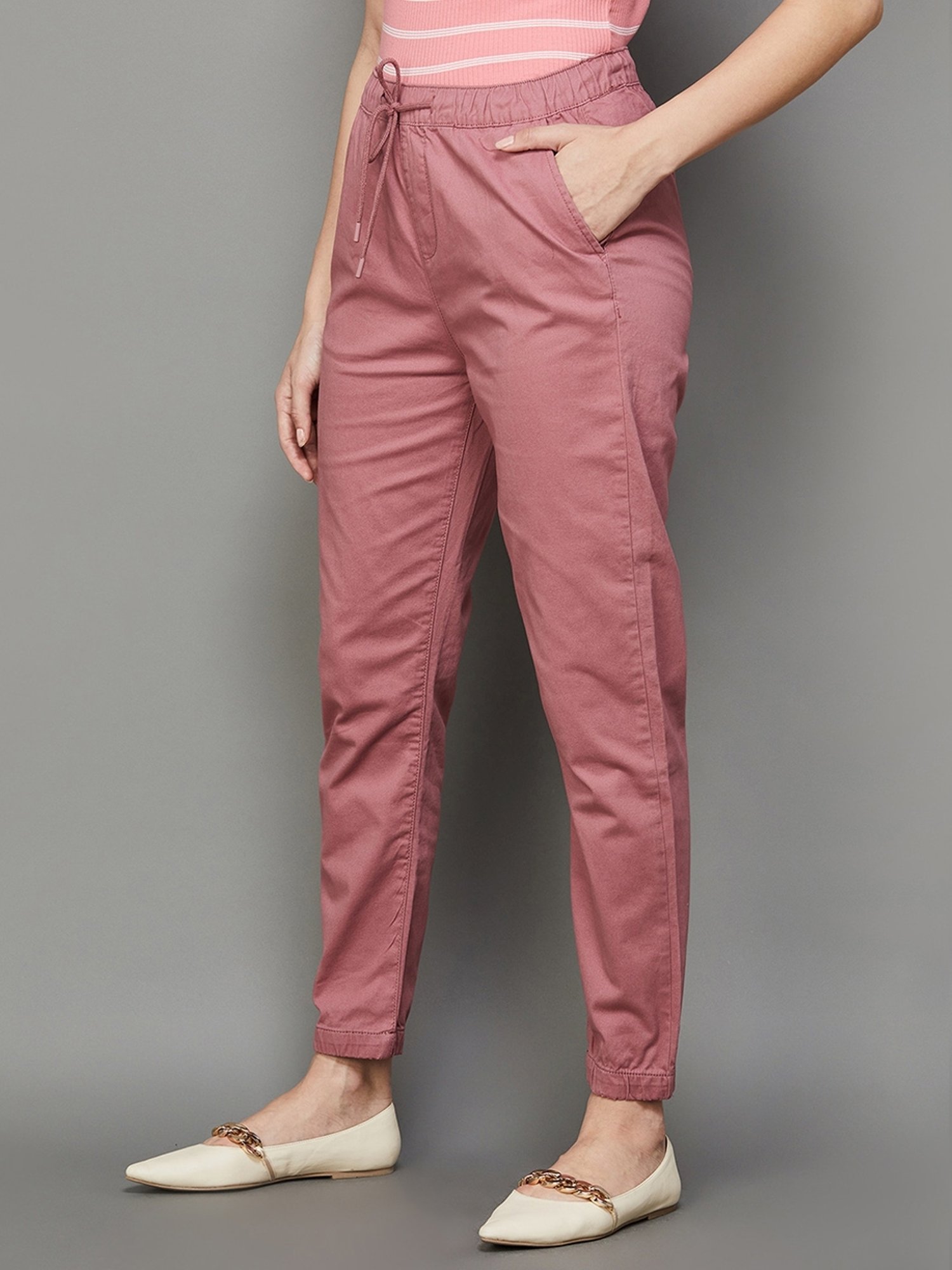 Code by Lifestyle Pink Cotton Joggers