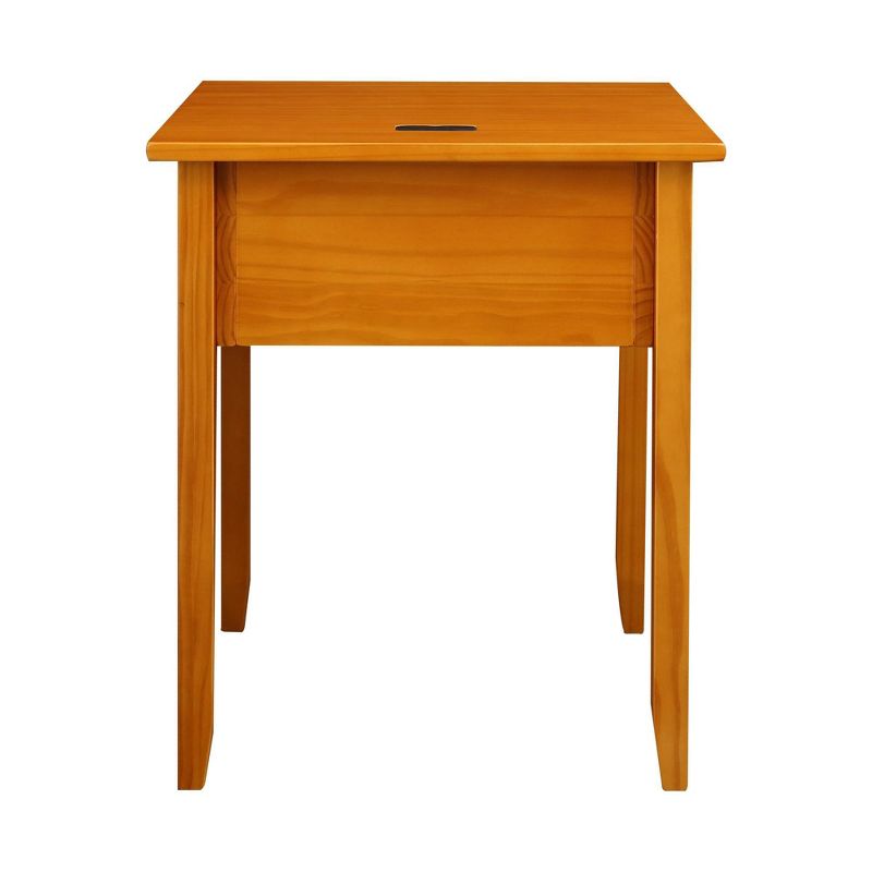 Solid Wood Nightstand with USB Port Honey Oak - Flora Home