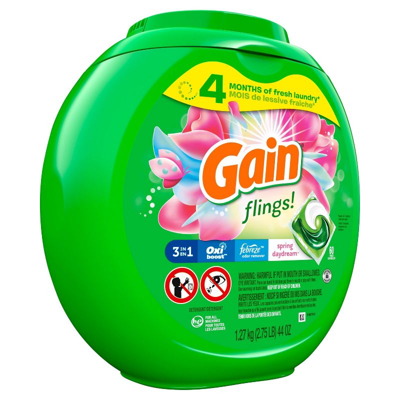 Gain flings! Spring Daydream Scent Liquid Laundry Detergent Pacs - 60ct