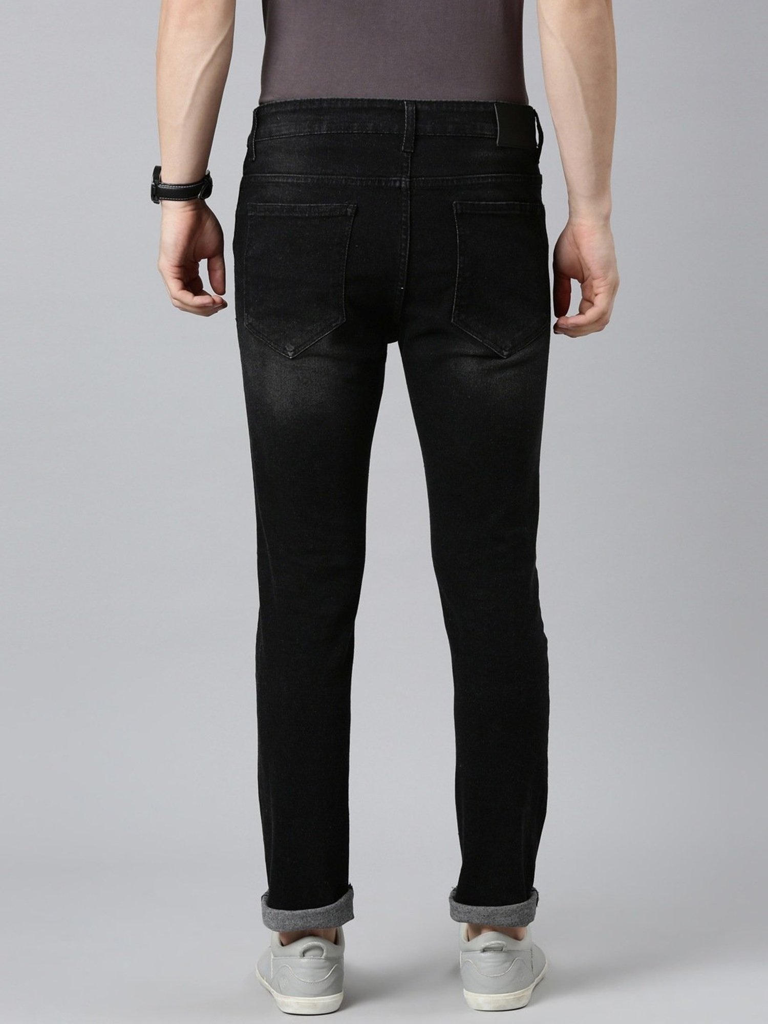 CINOCCI Black Cotton Slim Fit Jeans