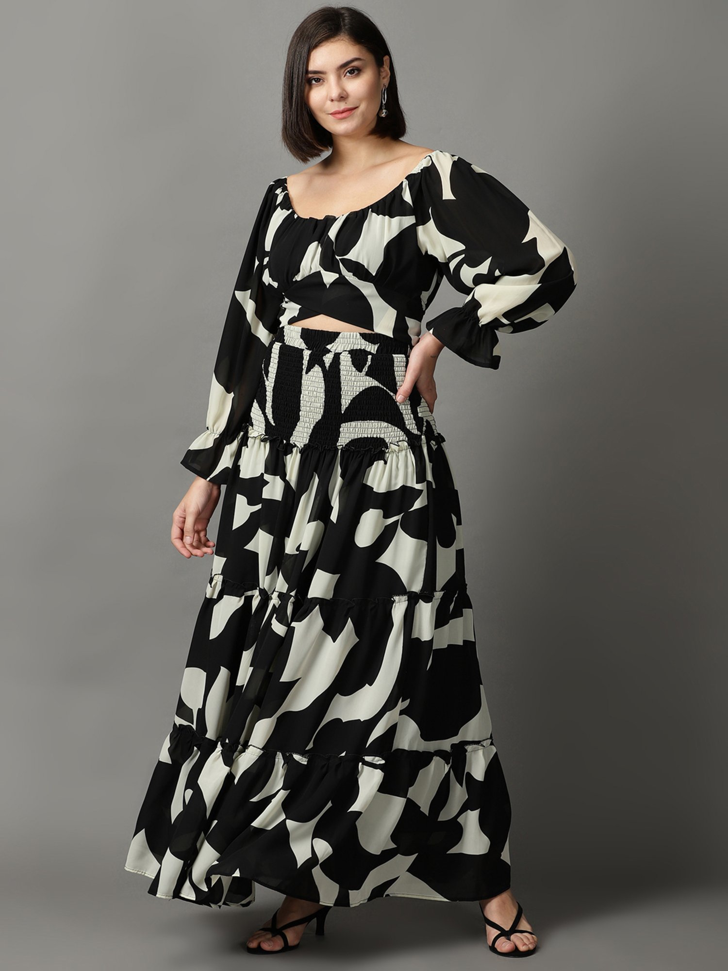 SHOWOFF Black Printed Co-ord Set