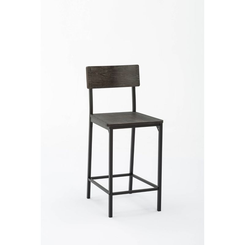 Set of 2 24" Americano Counter Height Barstool Walnut Finish Distressed Black - Boraam
