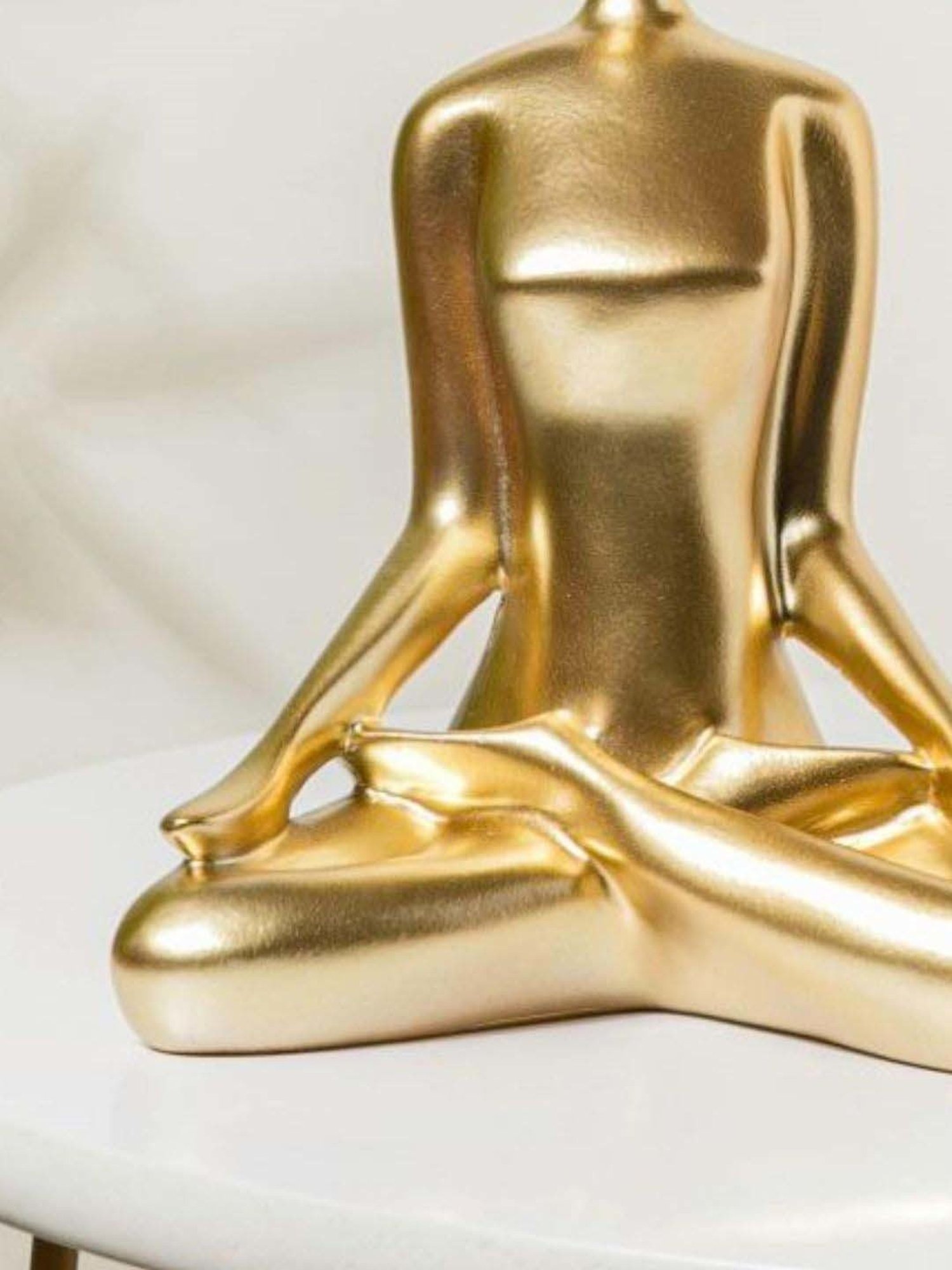 Nestasia Artisanal Stunning Golden Resin Made Showpiece Sitting In Lotus Position Meditation Pose