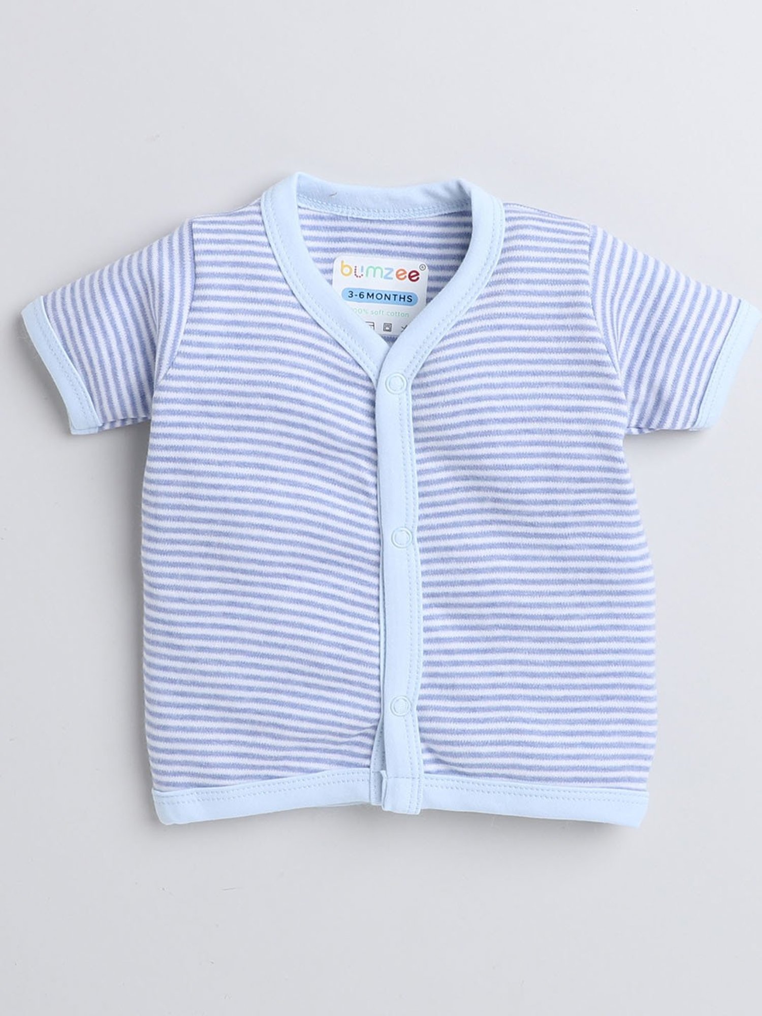 Bumzee Kids Blue & White Printed Jhablas (Pack Of 3)