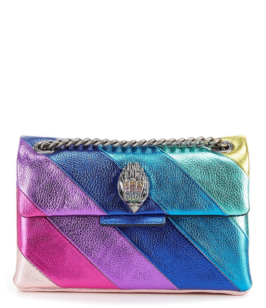 Kurt Geiger London Mini Kensington Metallic Rainbow Striped Crossbody Bag