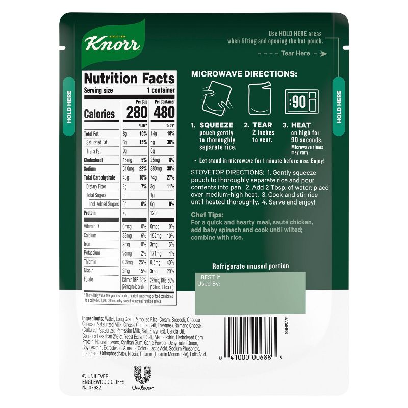 Knorr Ready to Heat Cheddar Broccoli Rice - 8.8oz