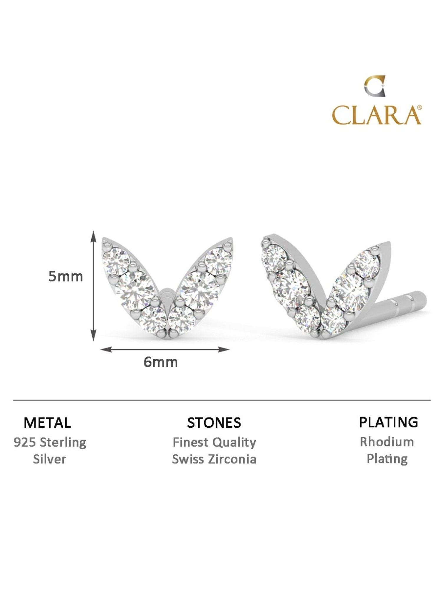 Clara 92.5 Sterling Silver Minimal Daily Wear Small V Stud Earrings for Kids Girls