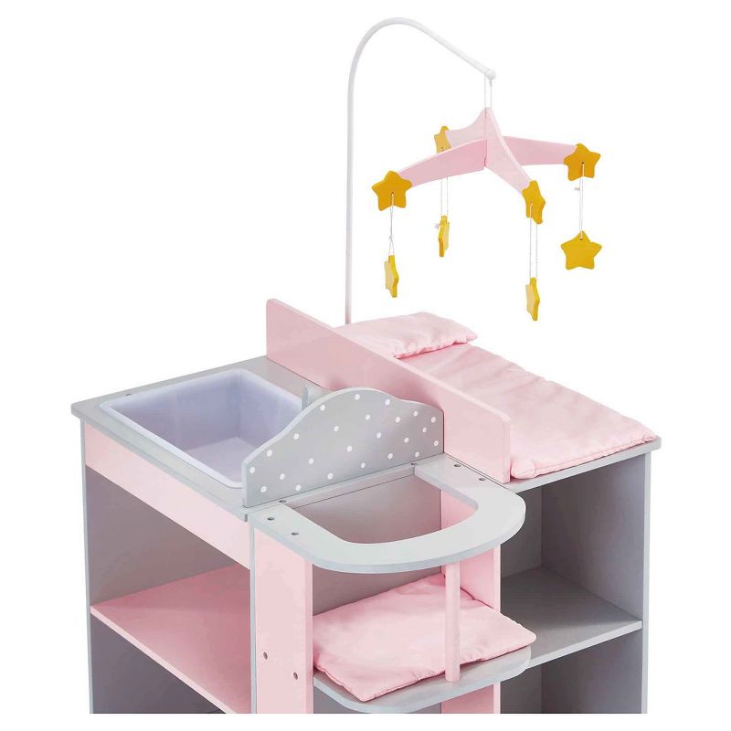 Olivia's Little World - Baby Doll Furniture - Baby Changing Station with Storage (Gray Polka Dots)