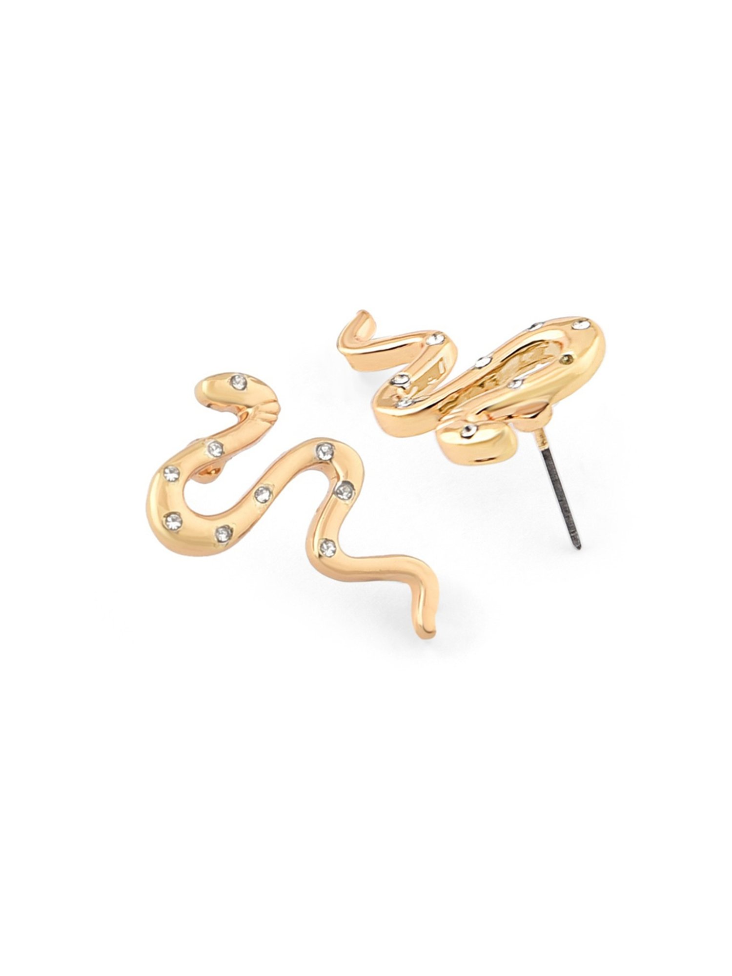 Zaveri Pearls Gold Tone 3 Layers Contemporary Snake Design Chain & Necklace & Earring Set