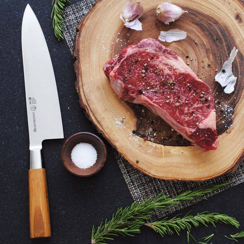 Messermeister Mu Bamboo Handle Stealth Professional 8 Inch Chef's Kitchen Knife