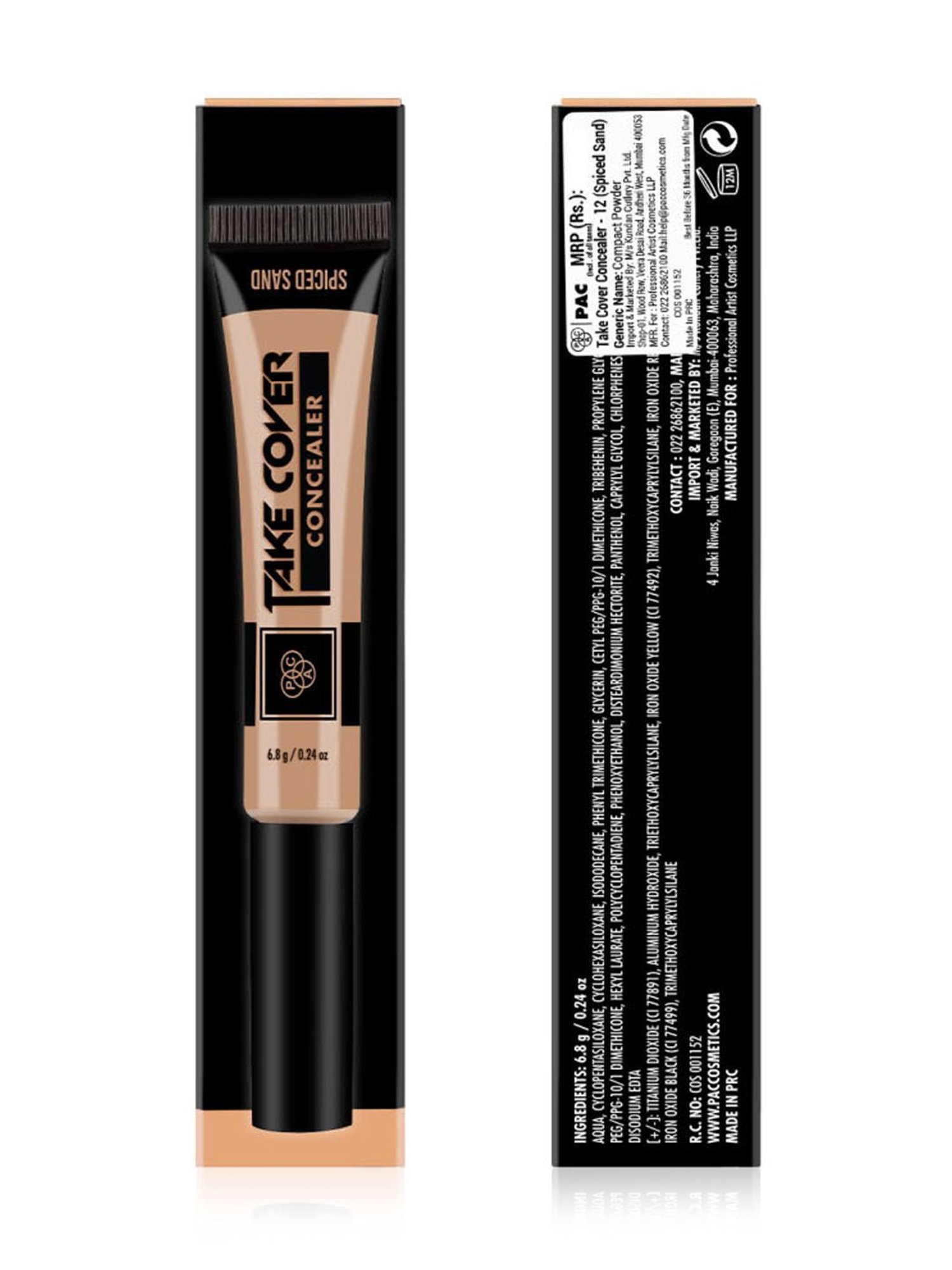 PAC Take Cover Concealer - 12 Spiced Sand - 6.8 gm