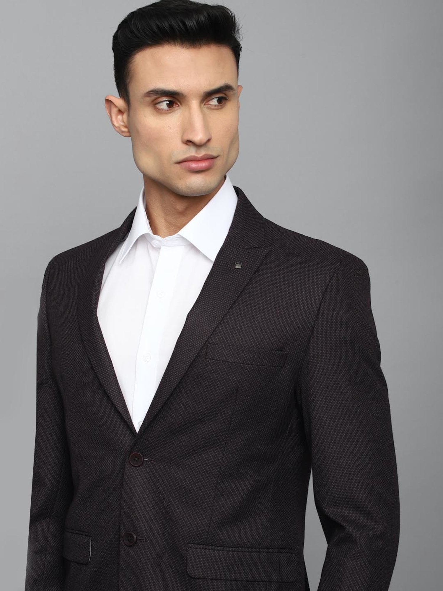 Louis Philippe Black Slim Fit Texture Blazers