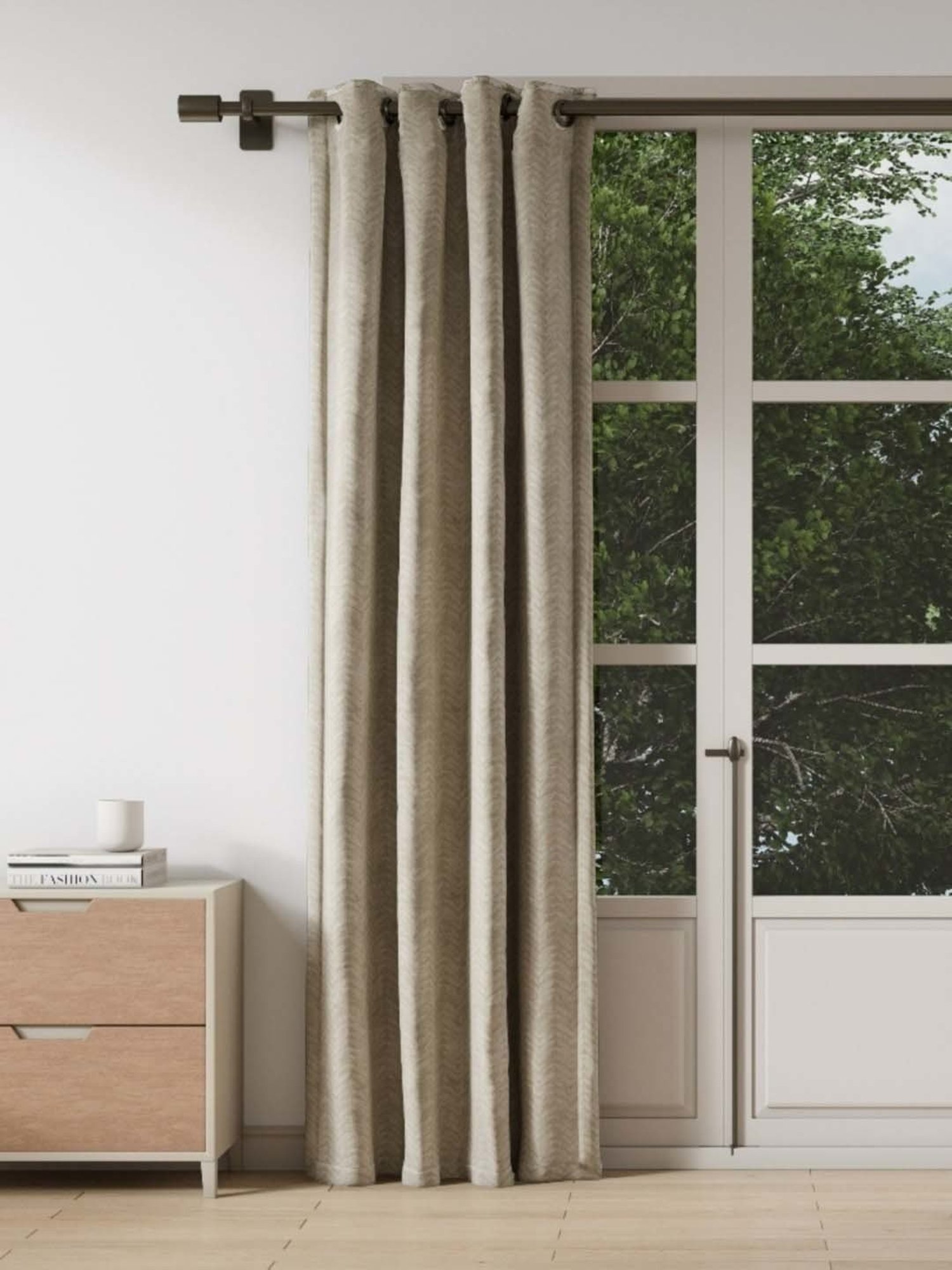 DDecor Beige Self Polyester 7 ft Door Curtain