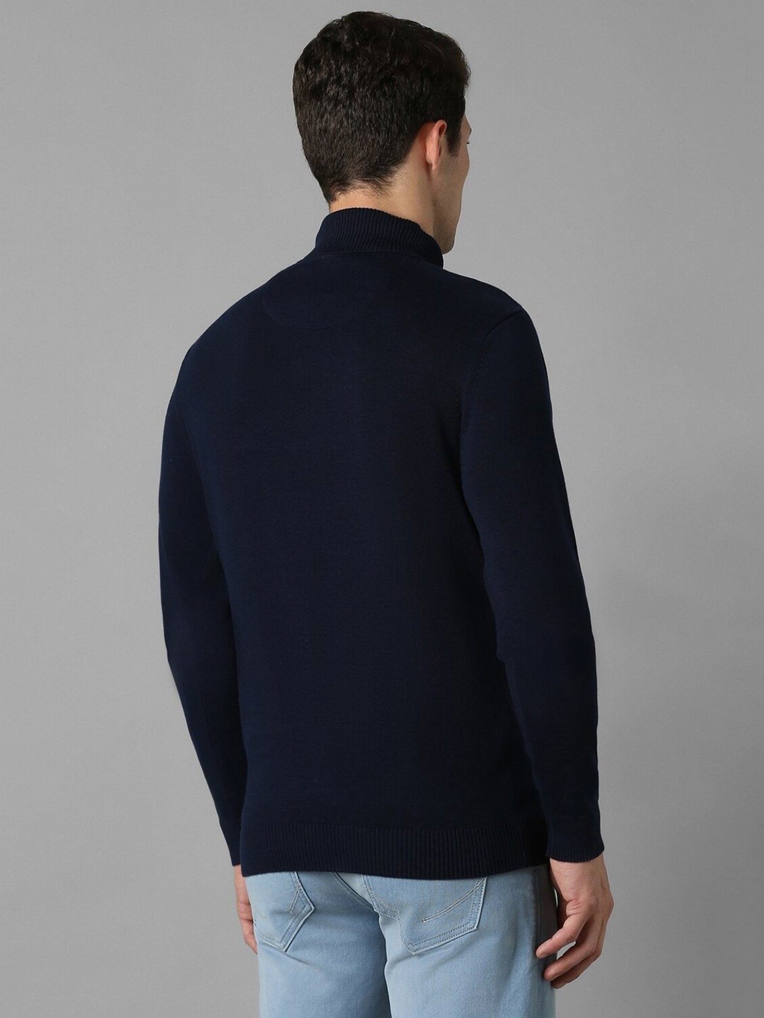 Louis Philippe Navy Regular fit Solid Casual Sweater