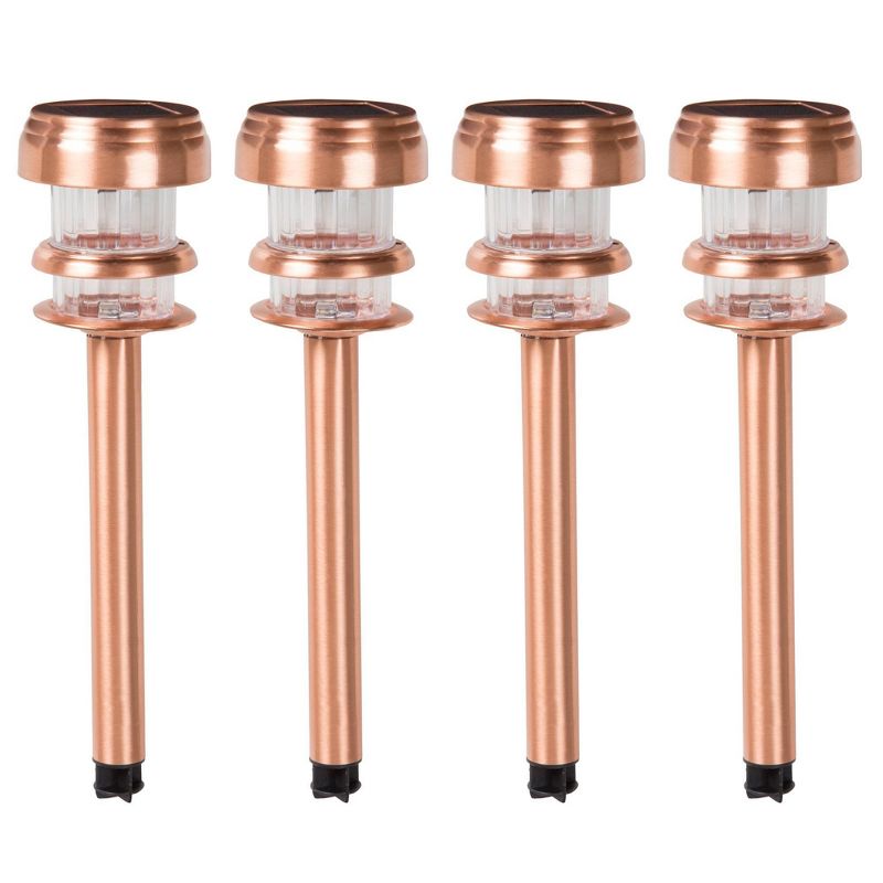 Pure Garden Copper Solar Powered LED Path Lights - Set of 4