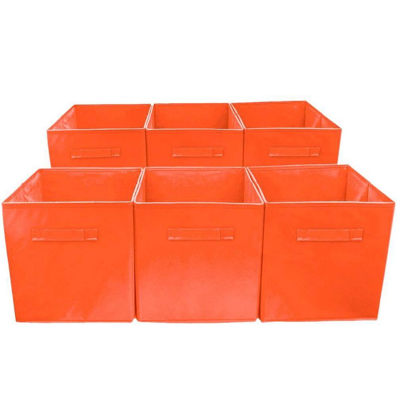 Sorbus 6pk Foldable Storage Cube Basket Bin Orange