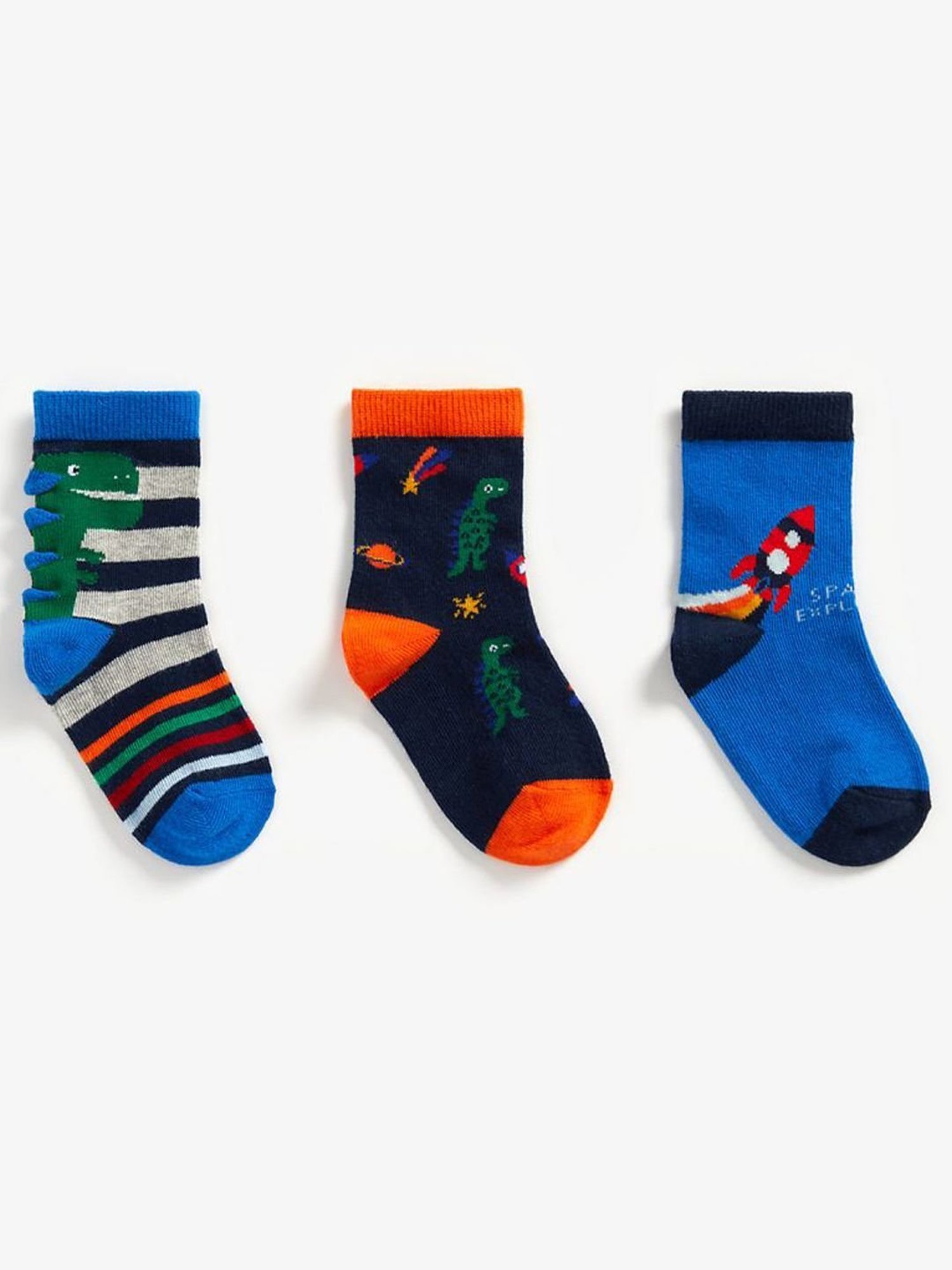 Mothercare Kids Multicolor Self Socks (Pack of 3)