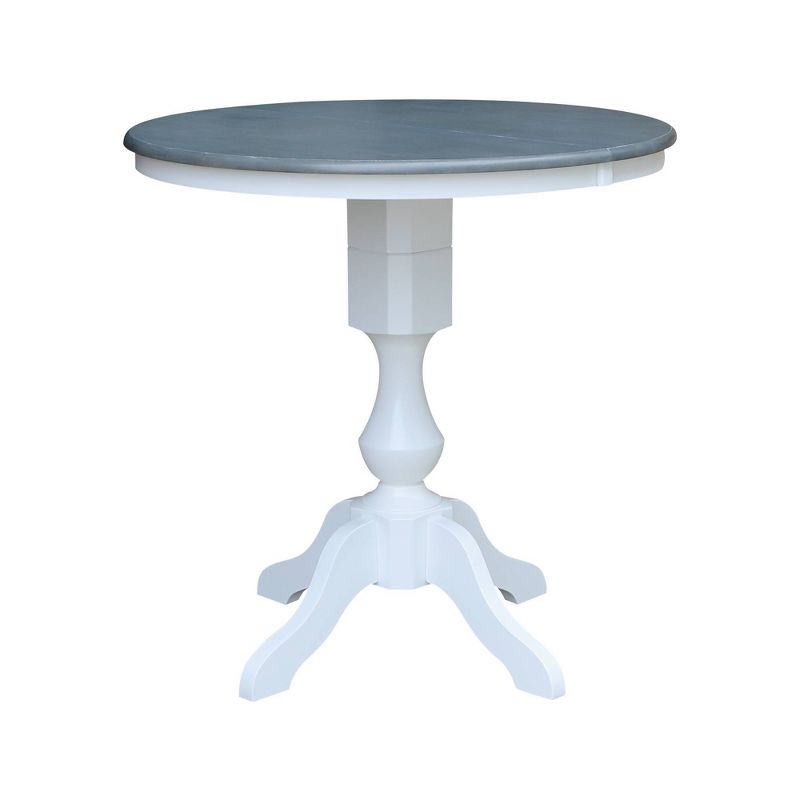 36" Round Extendable Dining Table with 2 San Remo Counter Height Barstools White/Heather Gray - International Concepts
