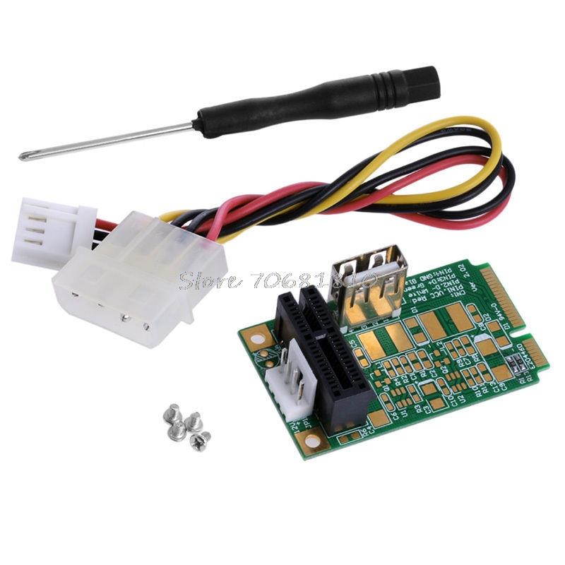 Mini PCI-E To PCI-E1x Board USB2.0 Adapter PCI Express Interface Card 4Pin Power