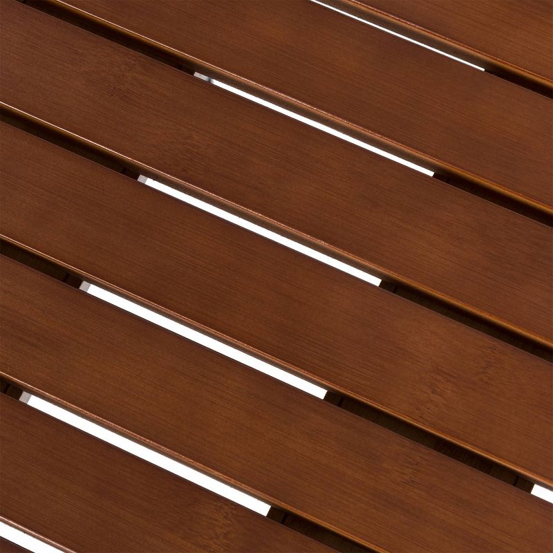 Bamboo Slatted Round Accent Table Brown - Glitzhome