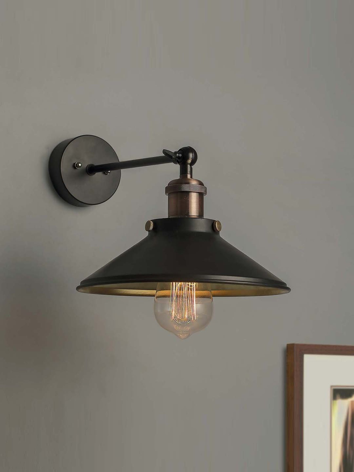 Homesake Black Edison Cone Shade Wall Lamp - Set of 1